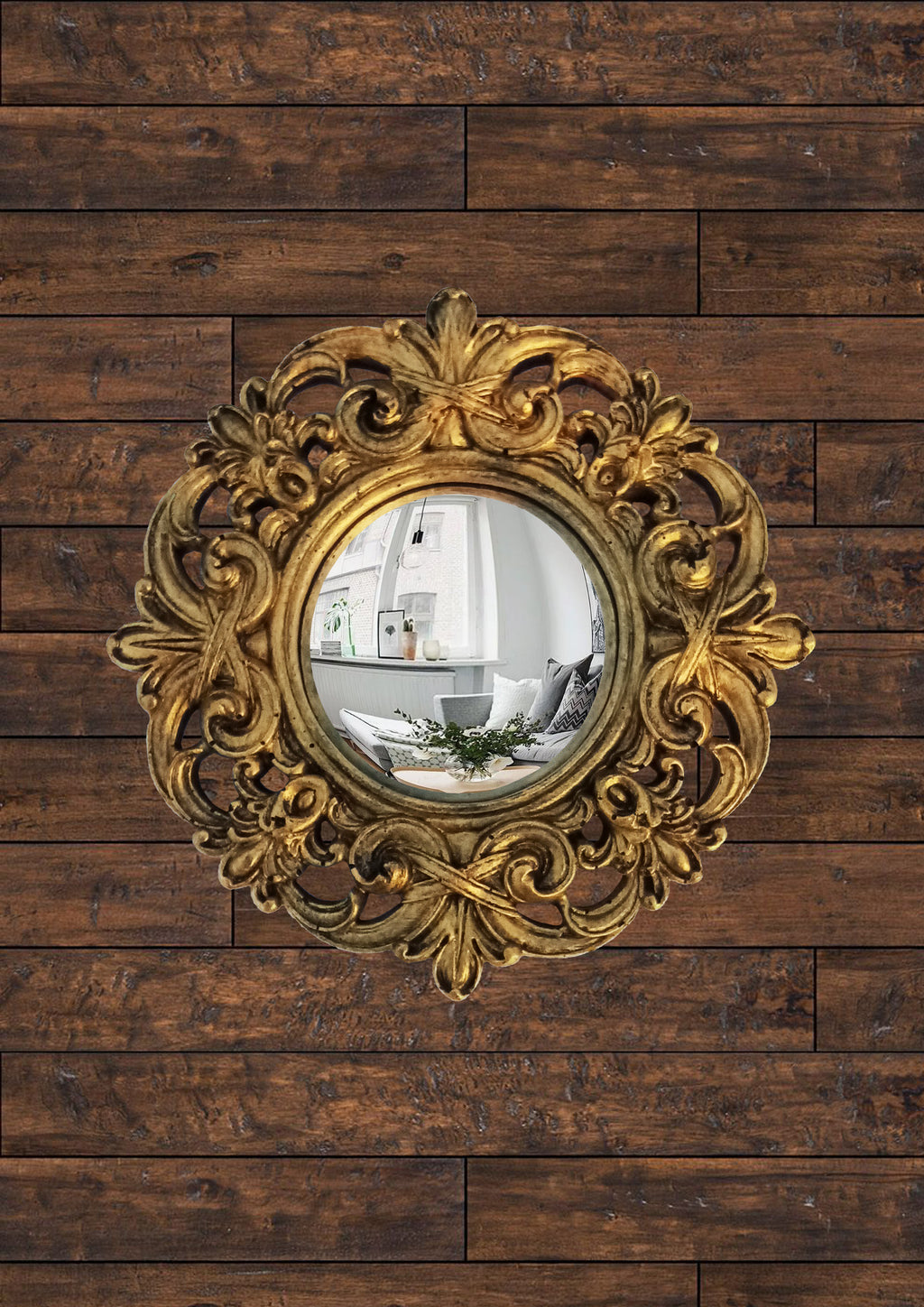 Bronze Baroque Witch's Eye Convex Mirror — Handcrafted Mystical Wall Decor