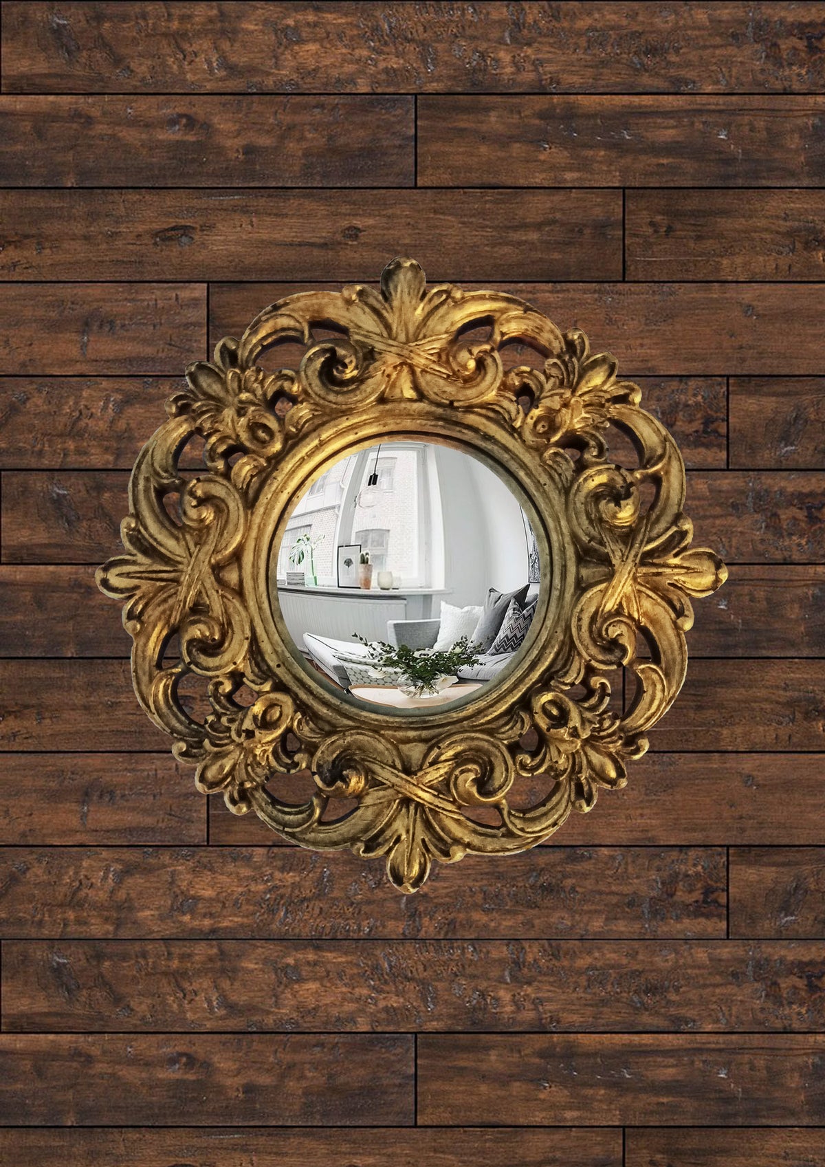 Bronze Baroque Witch's Eye Convex Mirror — Handcrafted Mystical Wall Decor