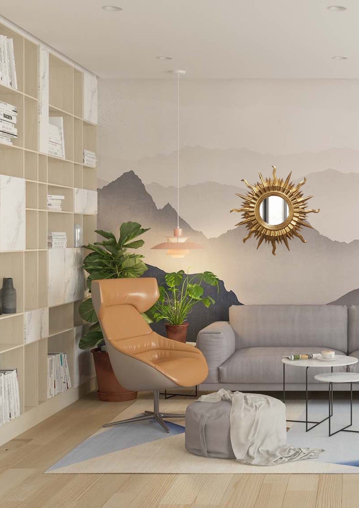 Sun Wall Mirror – Gold Art Deco