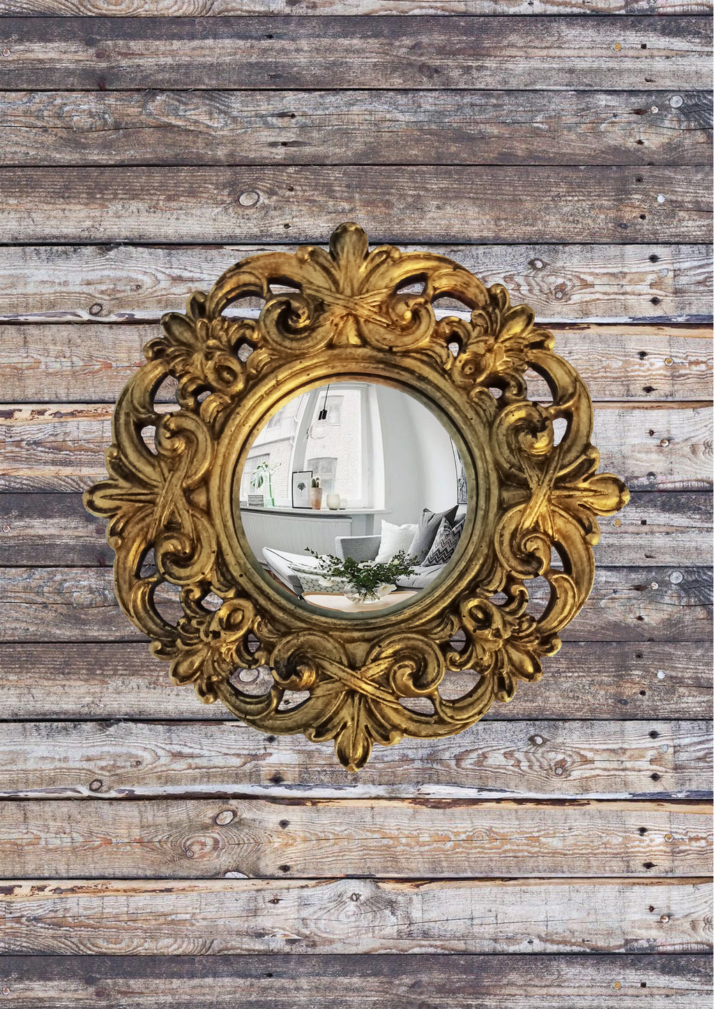 Bronze Baroque Witch's Eye Convex Mirror — Handcrafted Mystical Wall Decor
