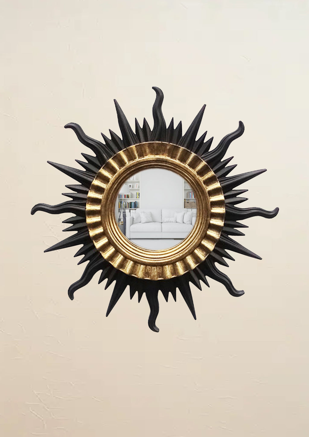 Sun Wall Mirror – Black & Gold
