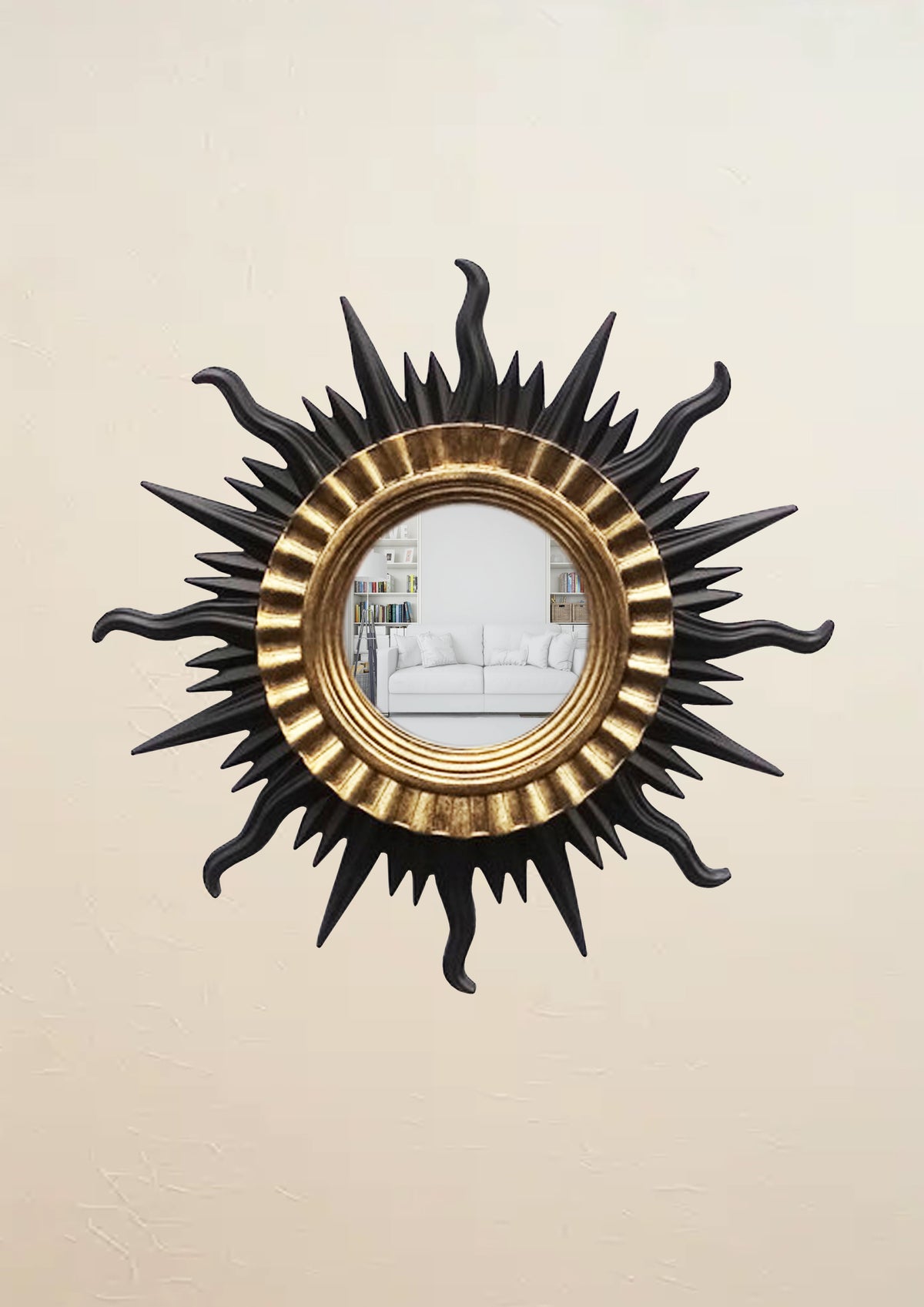 Sun Wall Mirror – Black & Gold