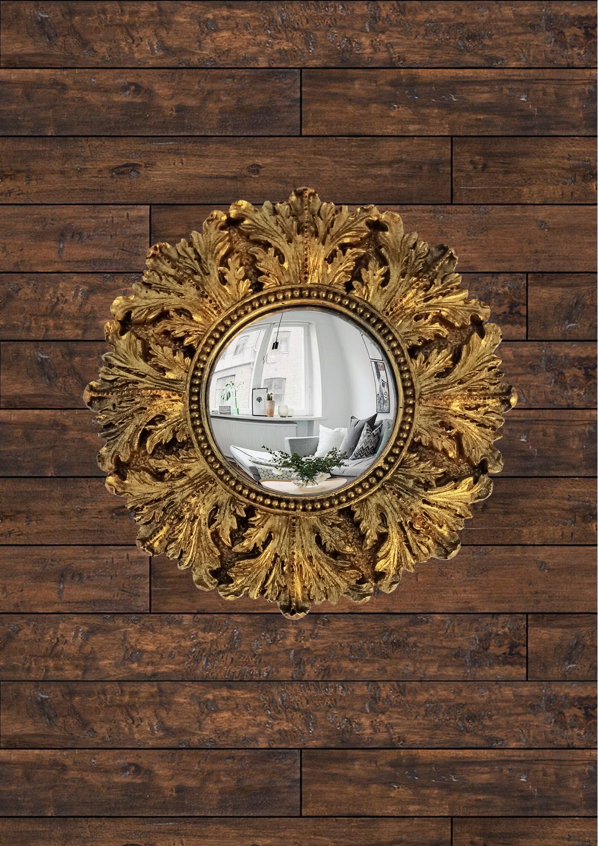 Bronze Acanthus Witch's Eye Convex Mirror — Handcrafted Mystical Wall Decor