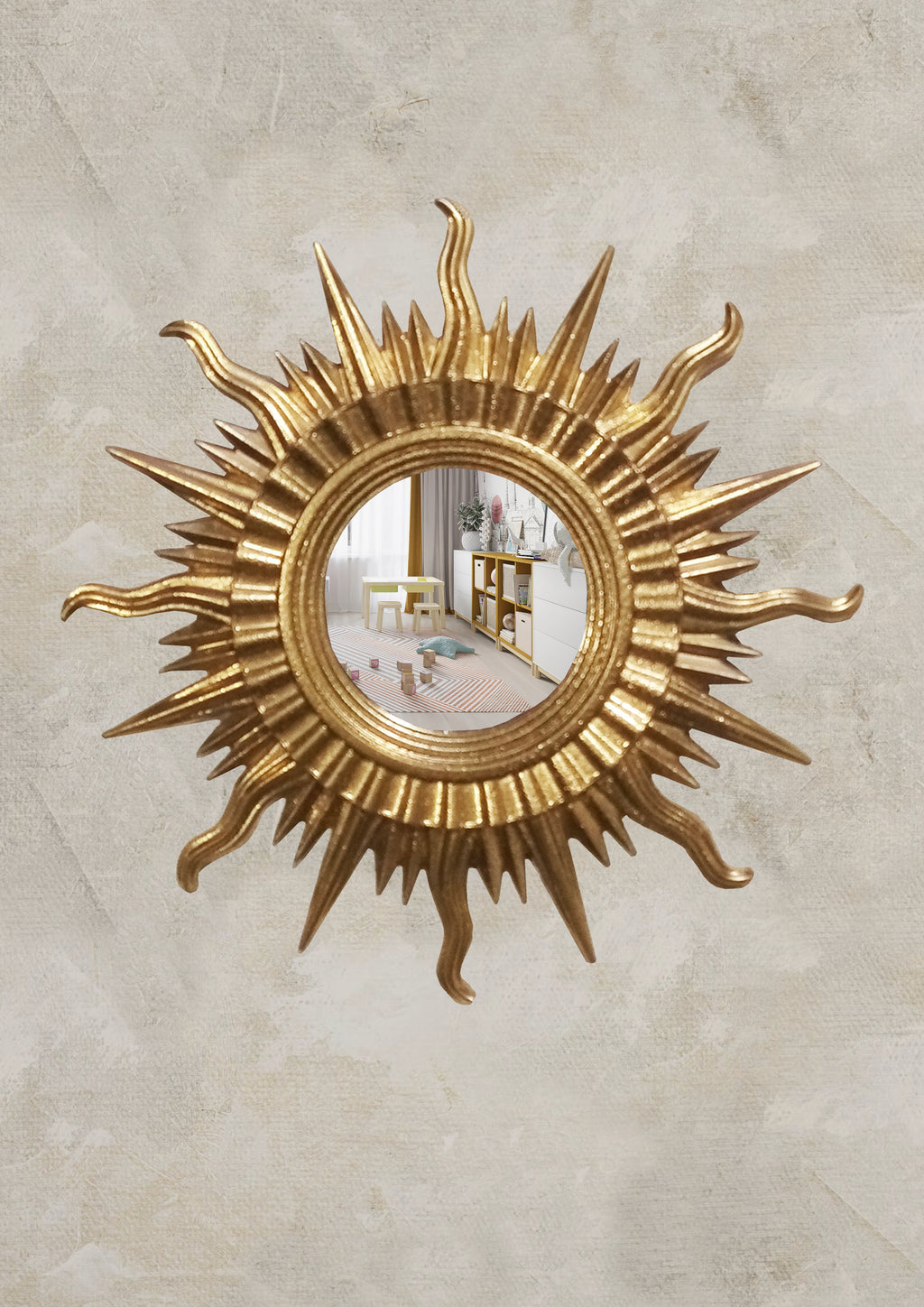 Sun Wall Mirror – Gold Art Deco