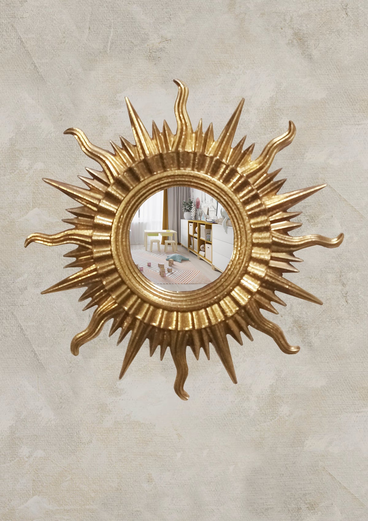 Sun Wall Mirror – Gold Art Deco