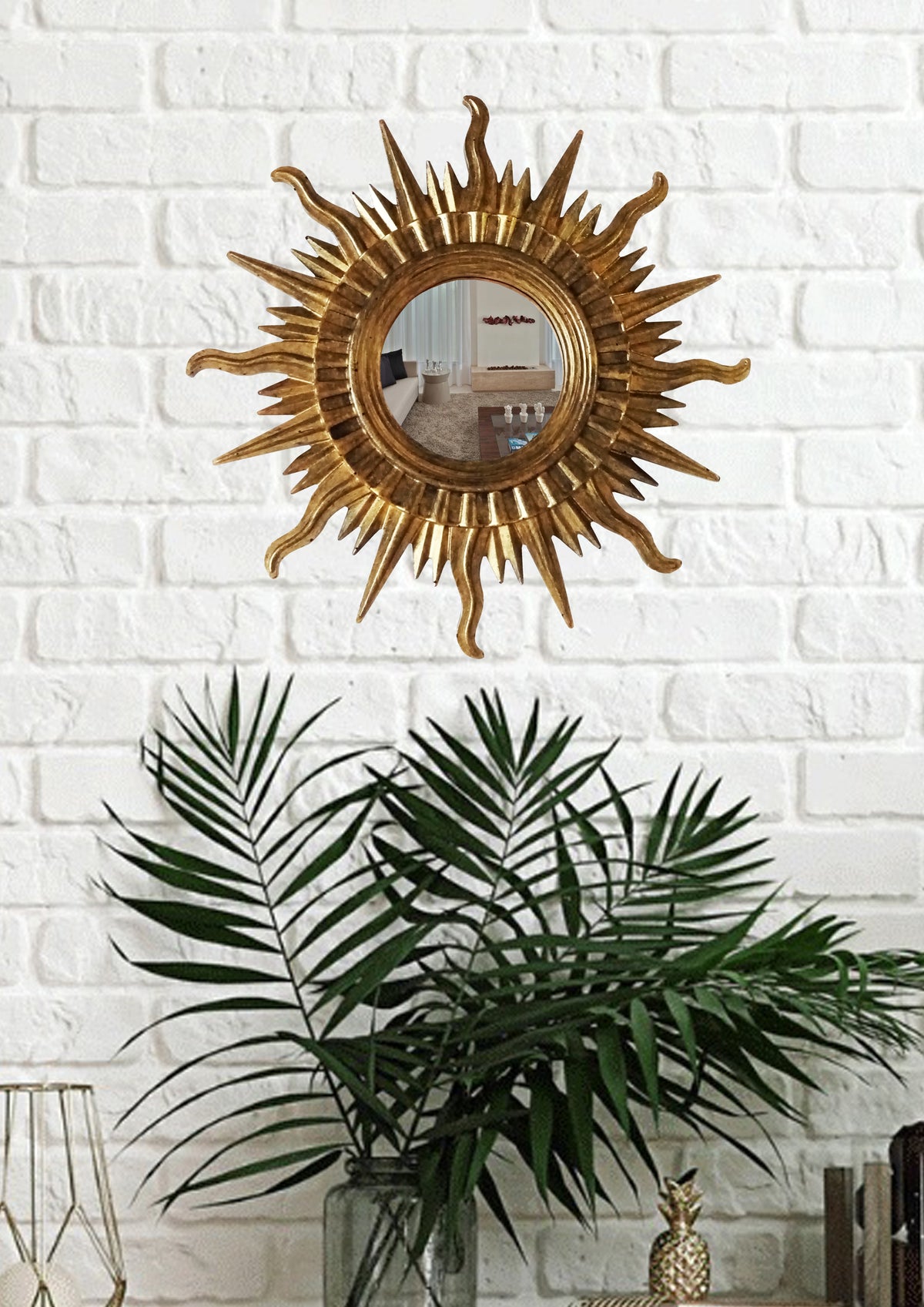 Sun Wall Mirror – Handmade Bronze