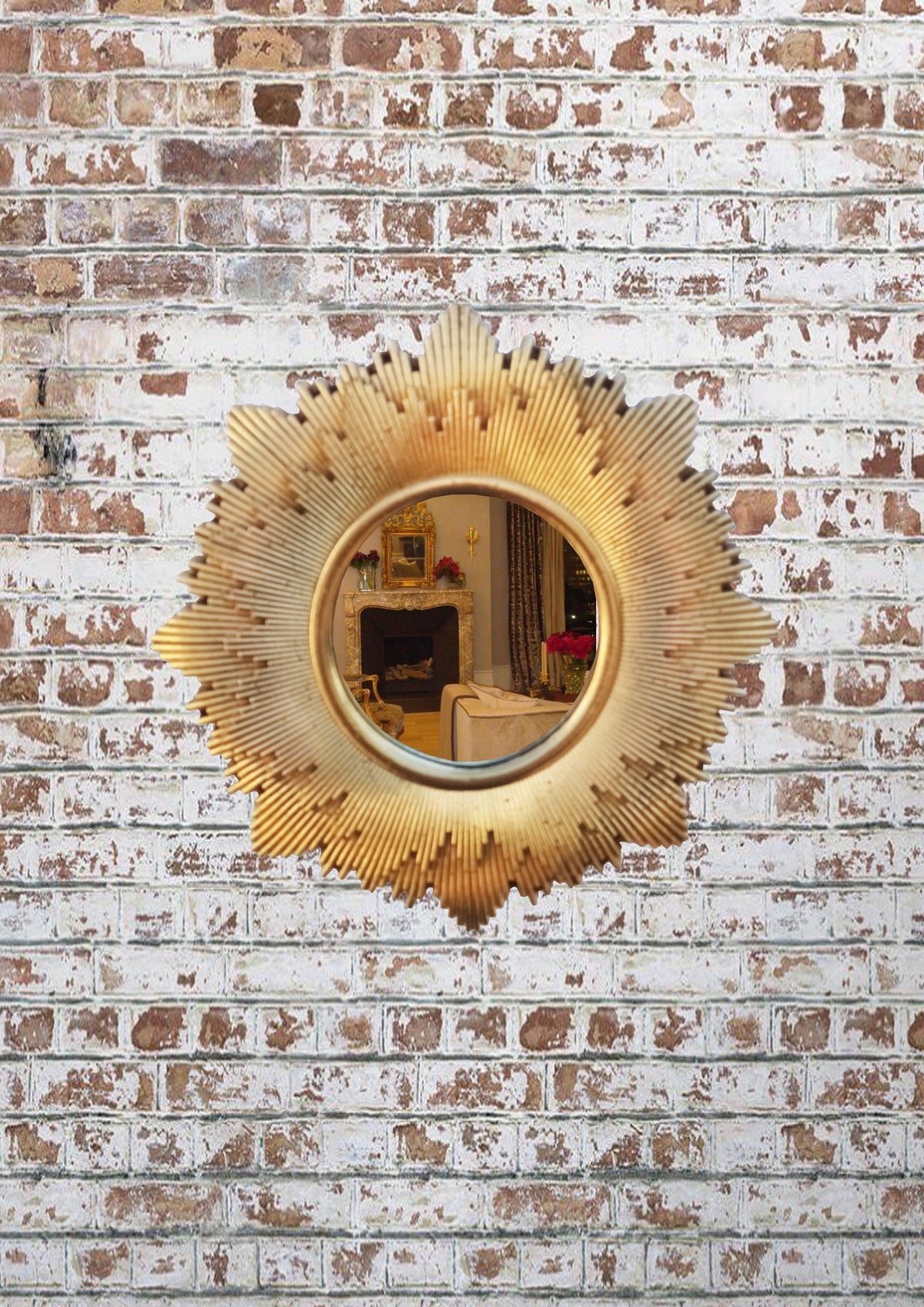 Gold Patina Sunburst Mirror – Handmade Epoxy Resin Wall Décor