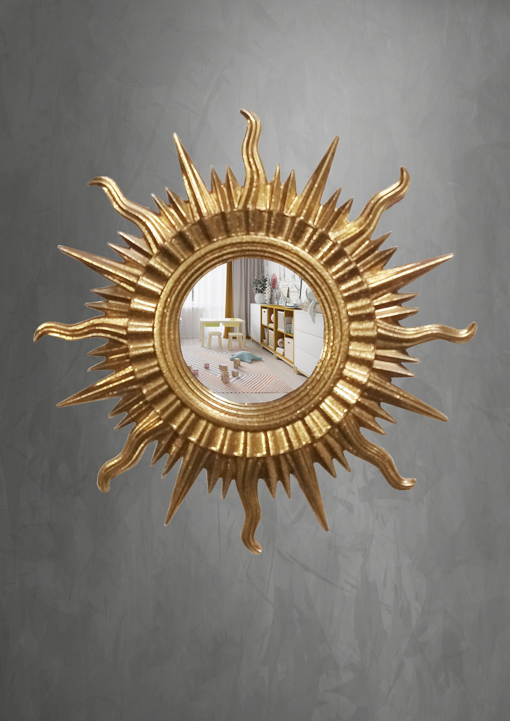 Sun Wall Mirror – Gold Art Deco