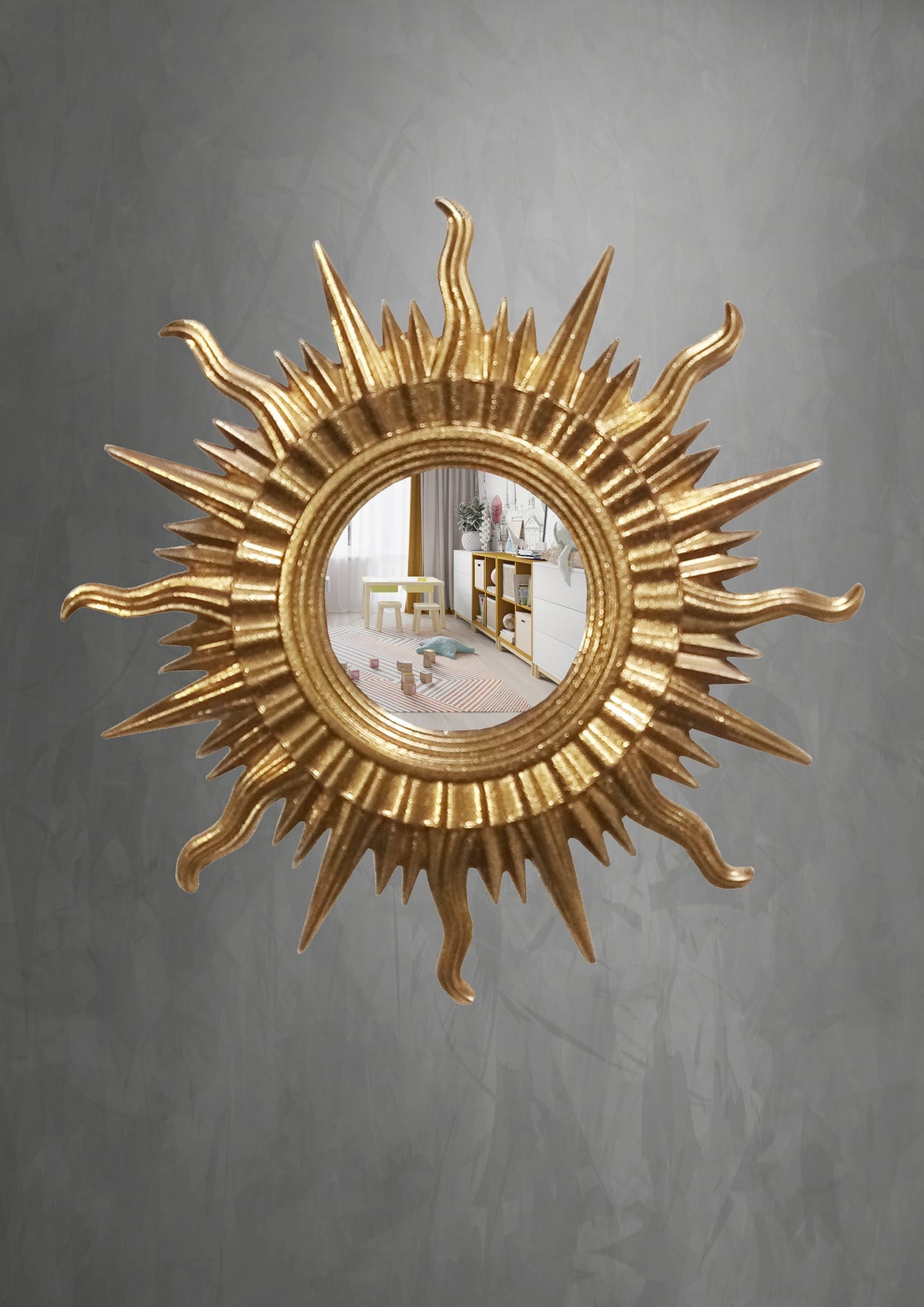 Sun Wall Mirror – Gold Art Deco