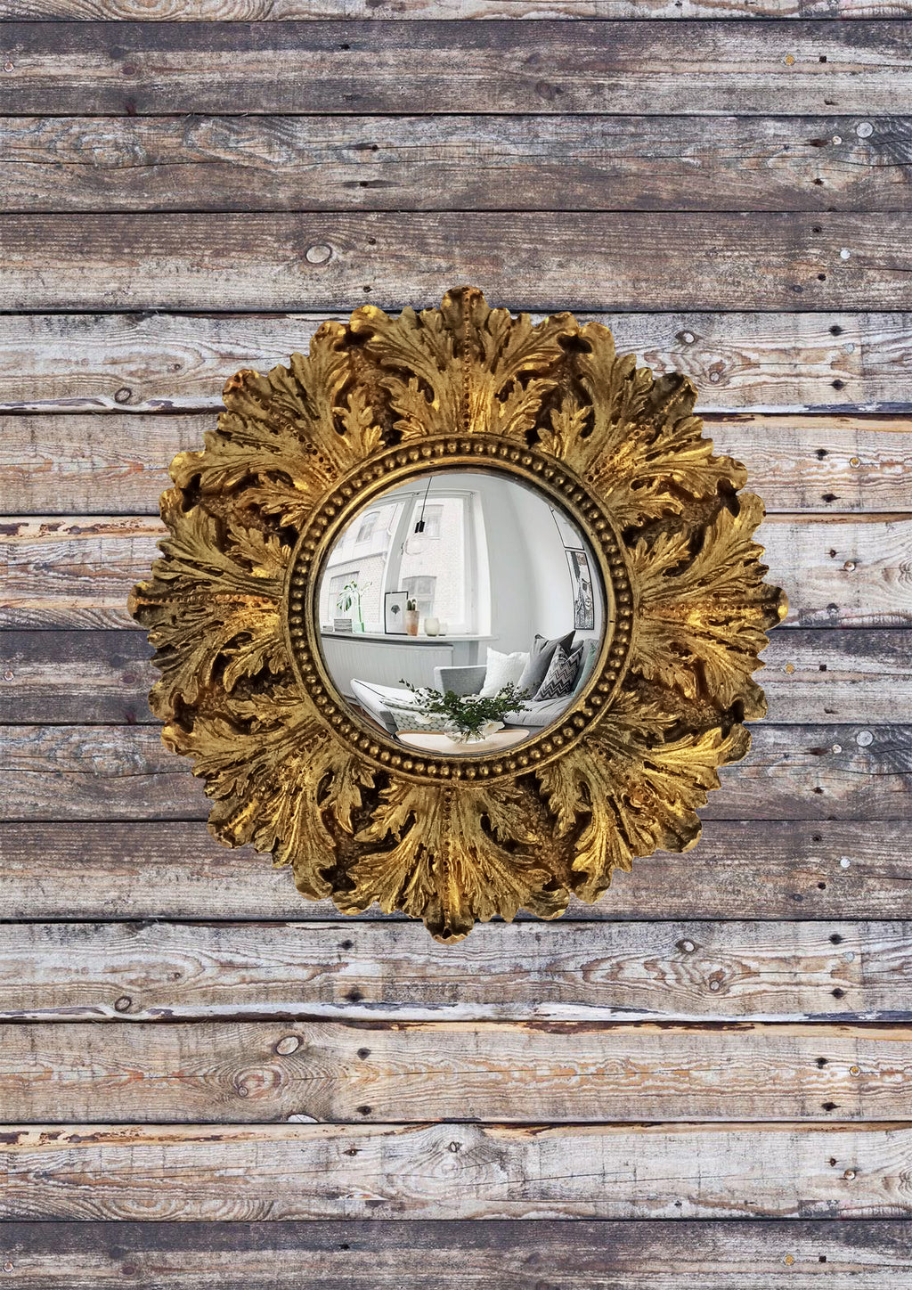 Bronze Acanthus Witch's Eye Convex Mirror — Handcrafted Mystical Wall Decor