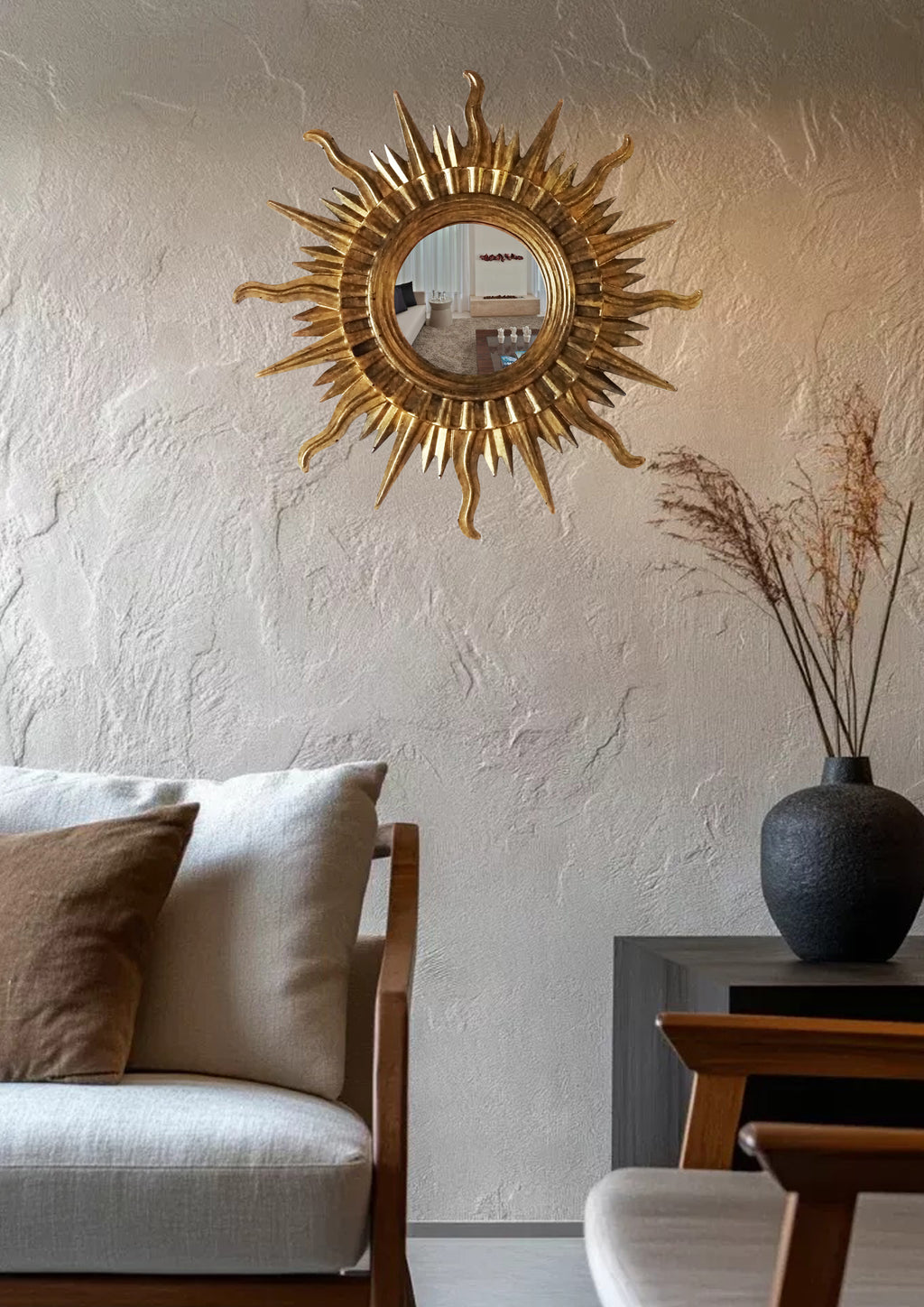 Sun Wall Mirror – Handmade Bronze