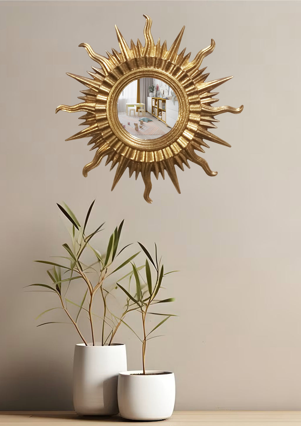 Sun Wall Mirror – Gold Art Deco