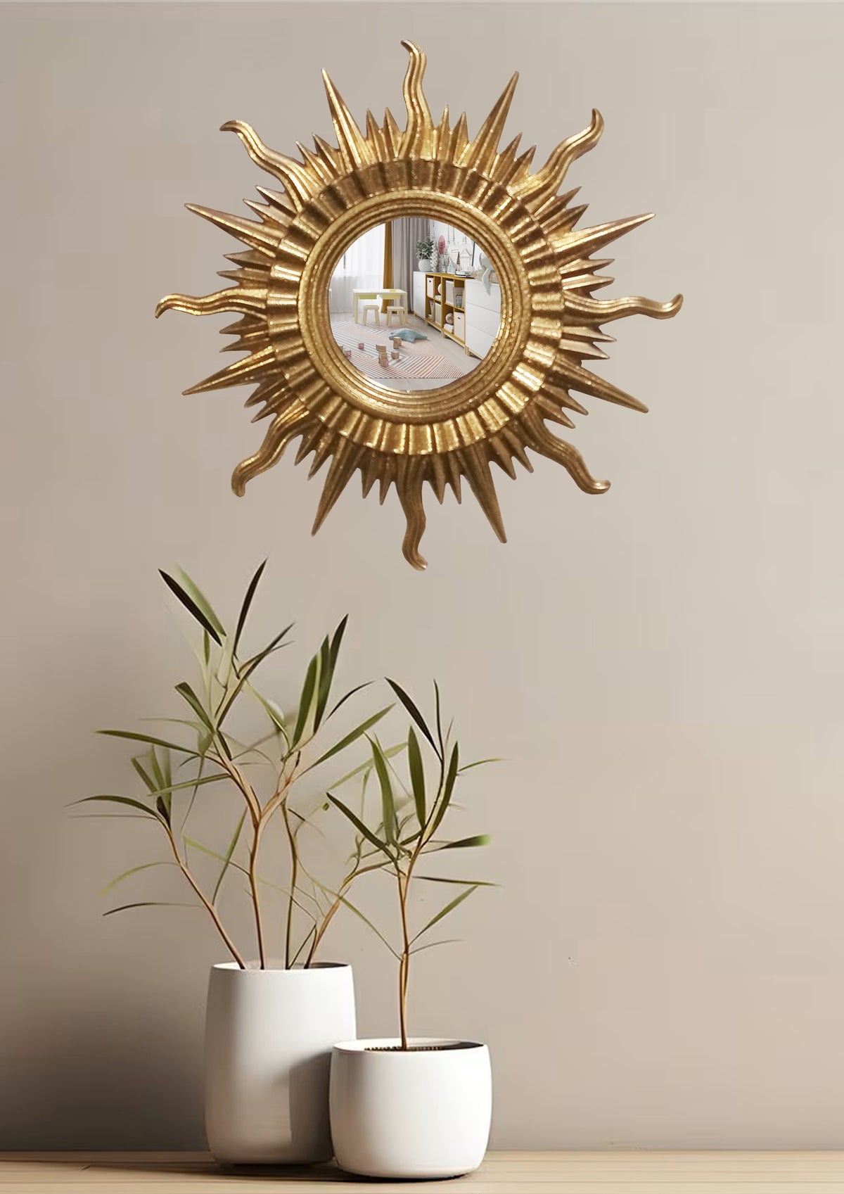 Sun Wall Mirror – Gold Art Deco