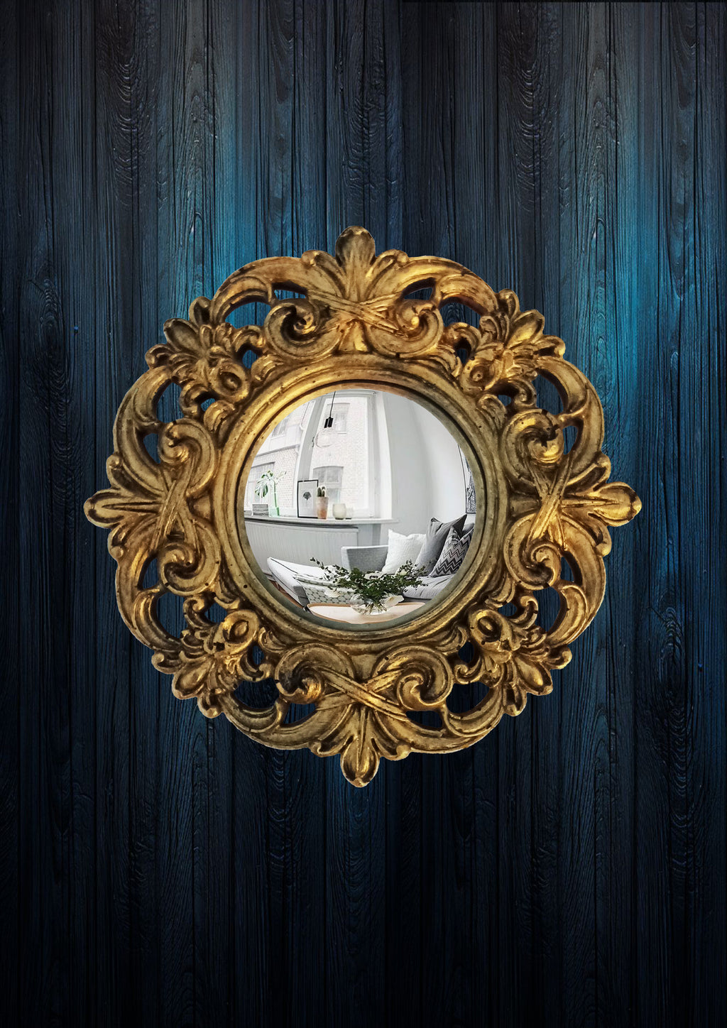 Bronze Baroque Witch's Eye Convex Mirror – handcrafted mystical wall decor with ornate baroque frame