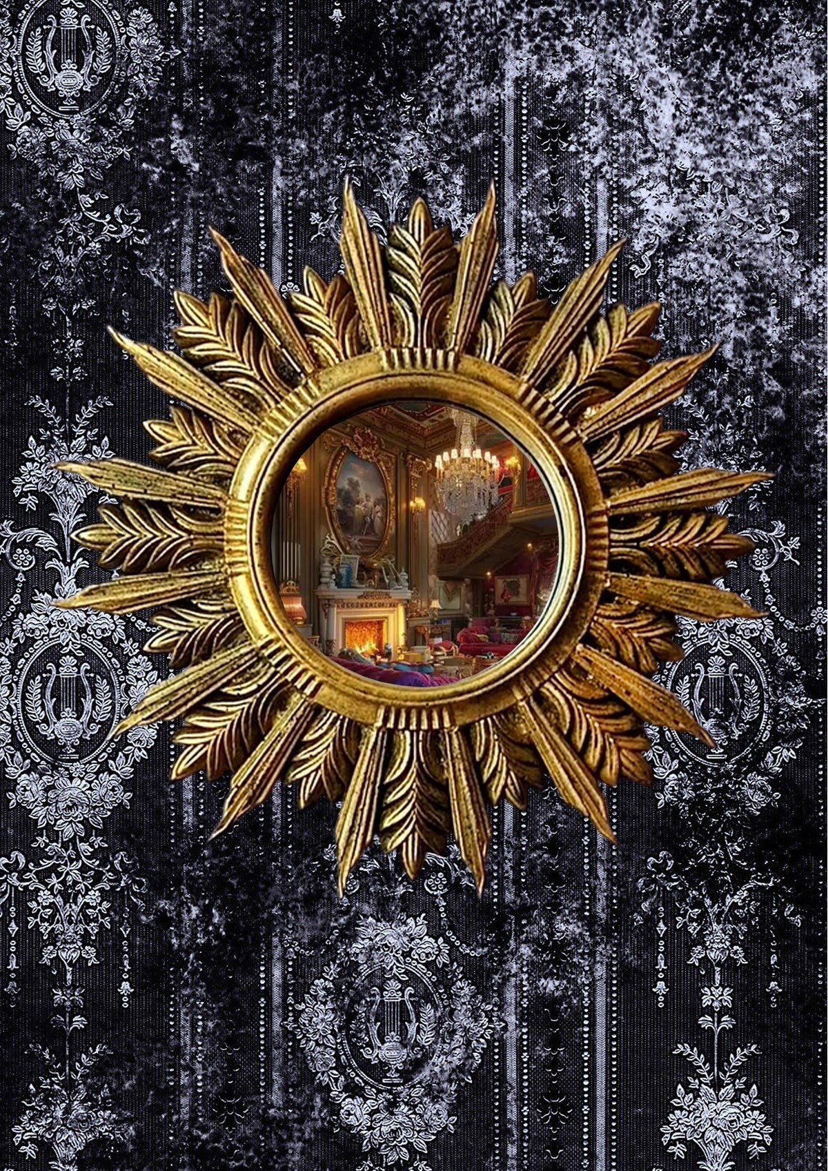 Handmade Sunburst Mirror — Antique Bronze, 27×27 cm