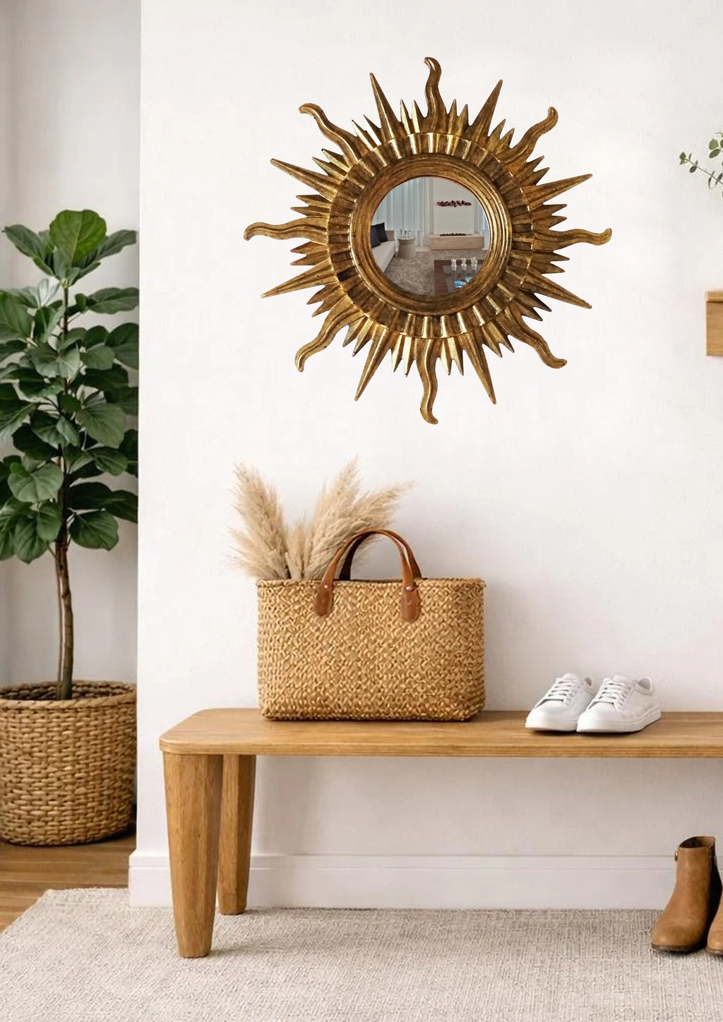 Sun Wall Mirror – Handmade Bronze