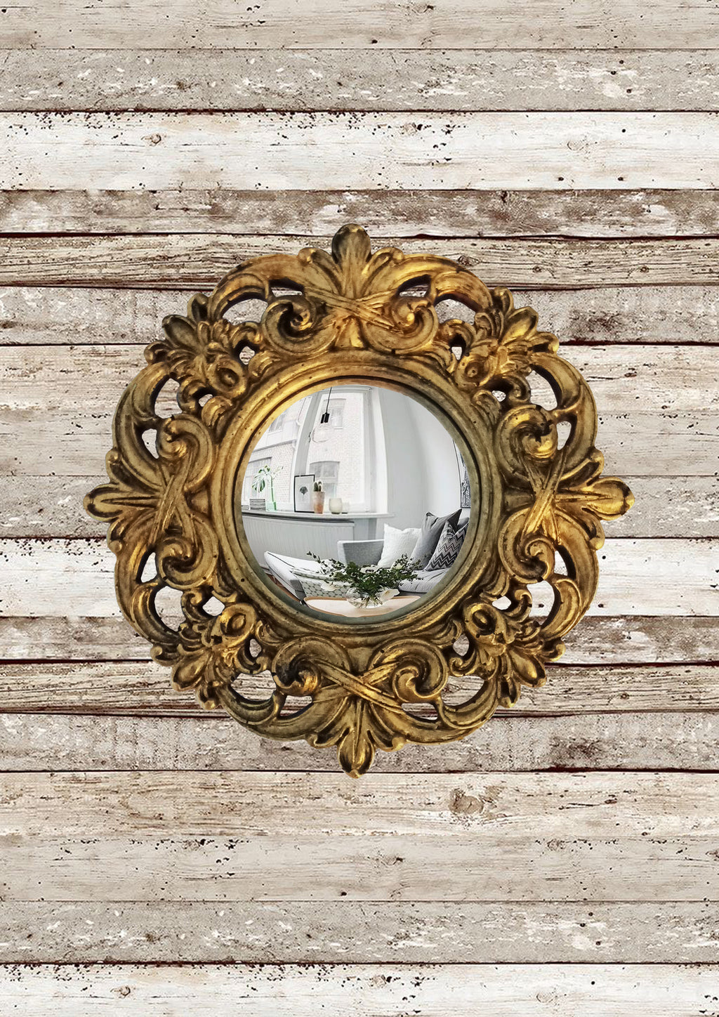 Bronze Baroque Witch's Eye Convex Mirror — Handcrafted Mystical Wall Decor
