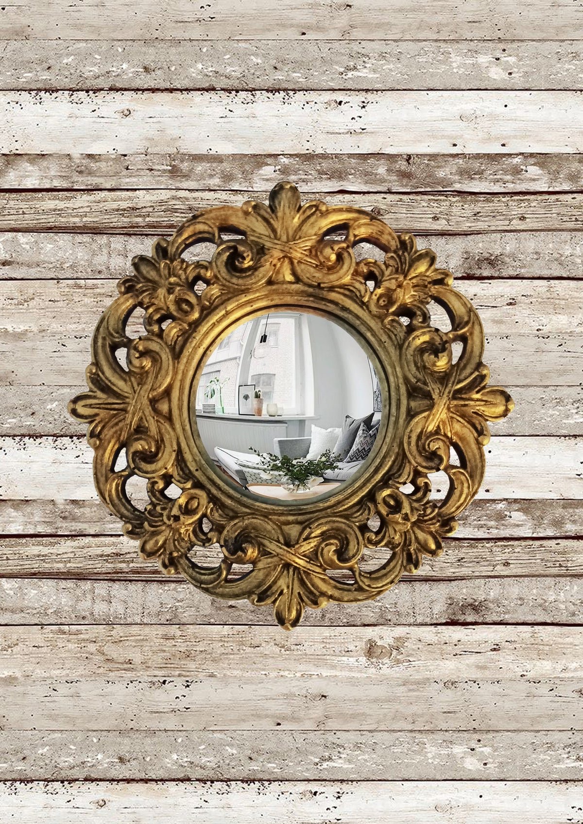 Bronze Baroque Witch's Eye Convex Mirror — Handcrafted Mystical Wall Decor