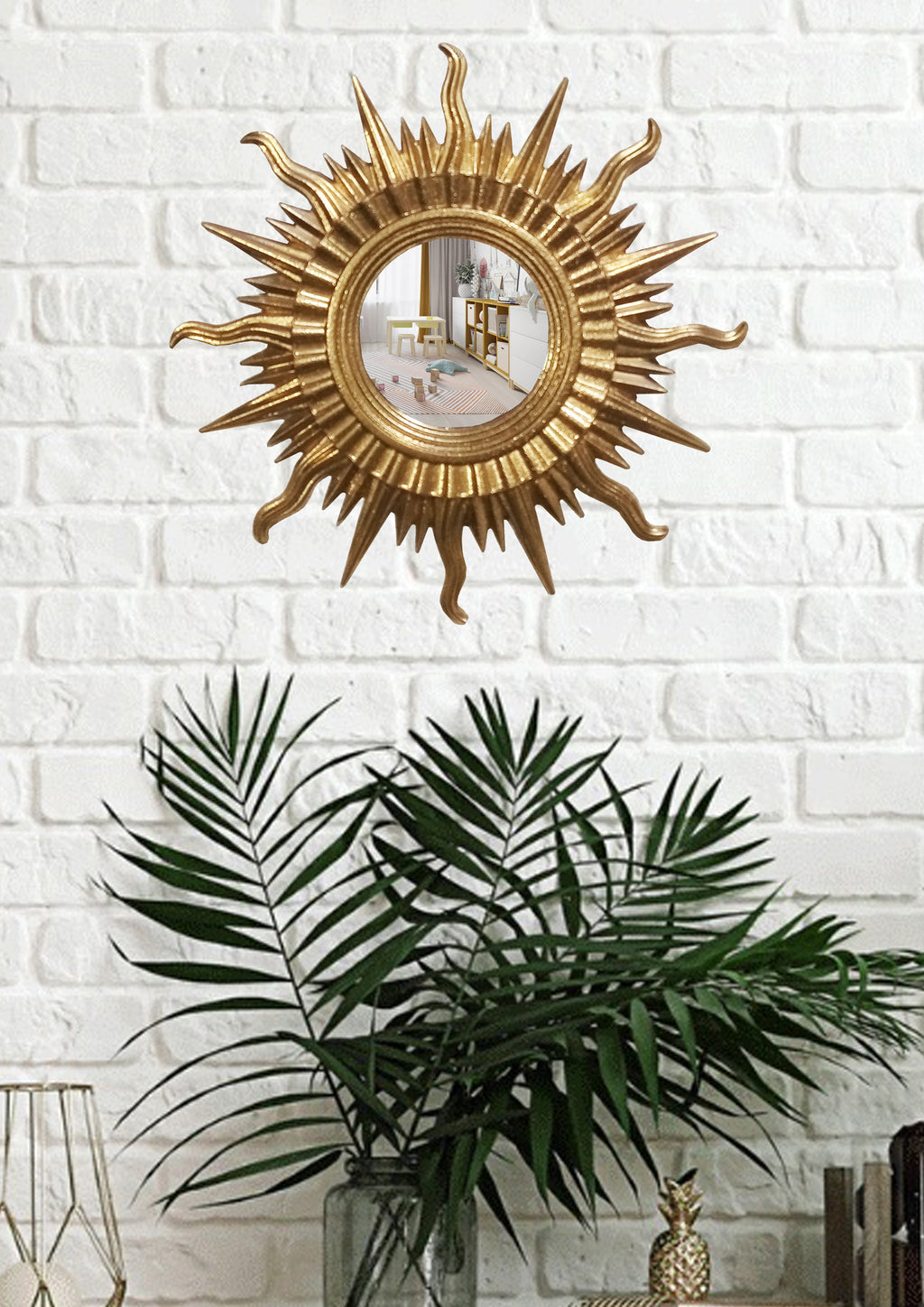 Sun Wall Mirror – Gold Art Deco