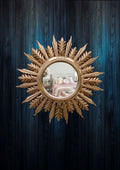 Handmade Sunburst Mirror — Gold Patina, 27×27 cm