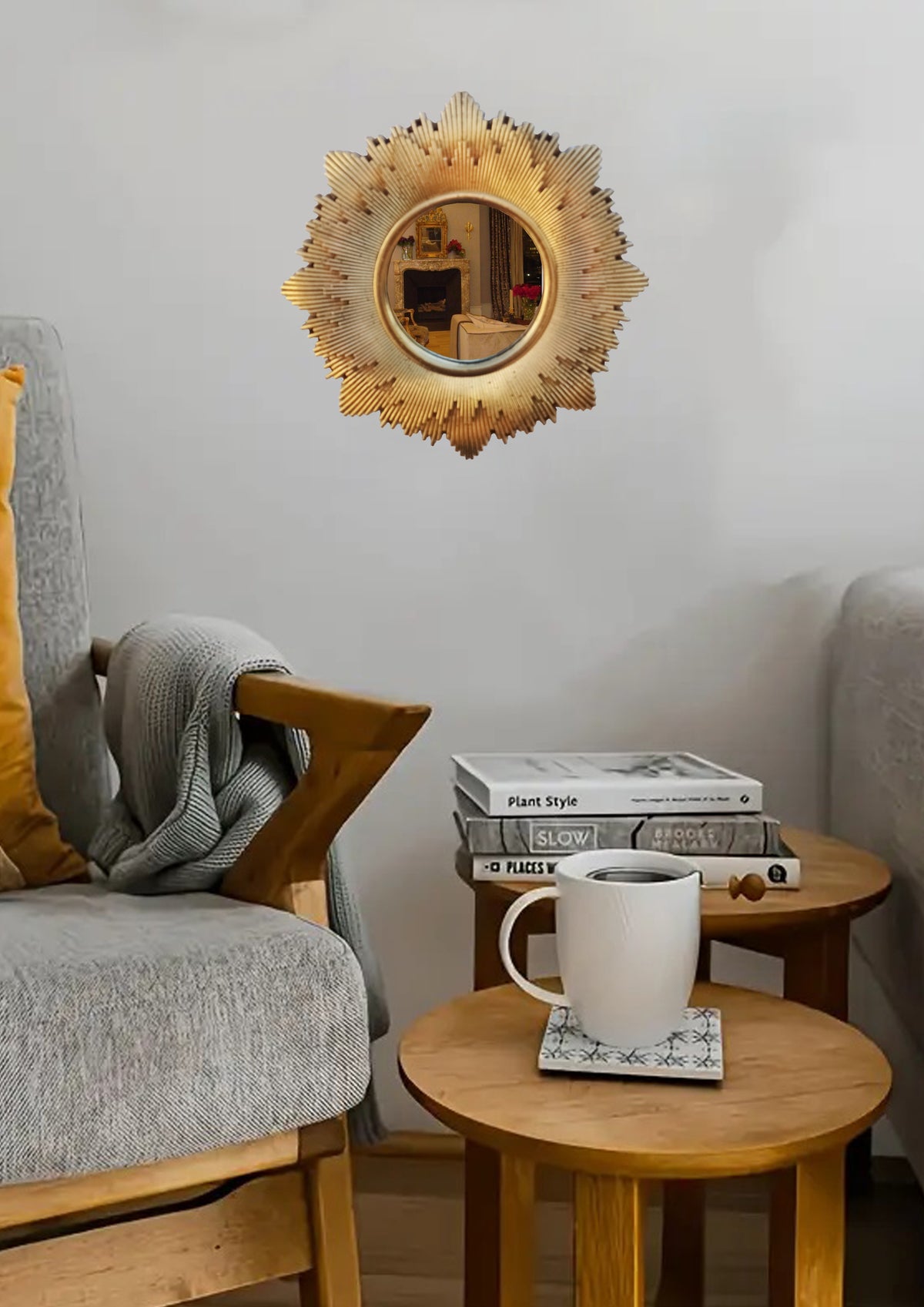 Gold Patina Sunburst Mirror – Handmade Epoxy Resin Wall Décor