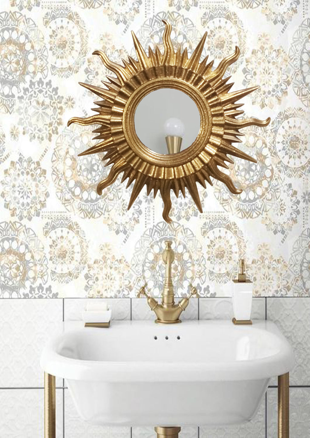 Sun Wall Mirror – Gold Art Deco