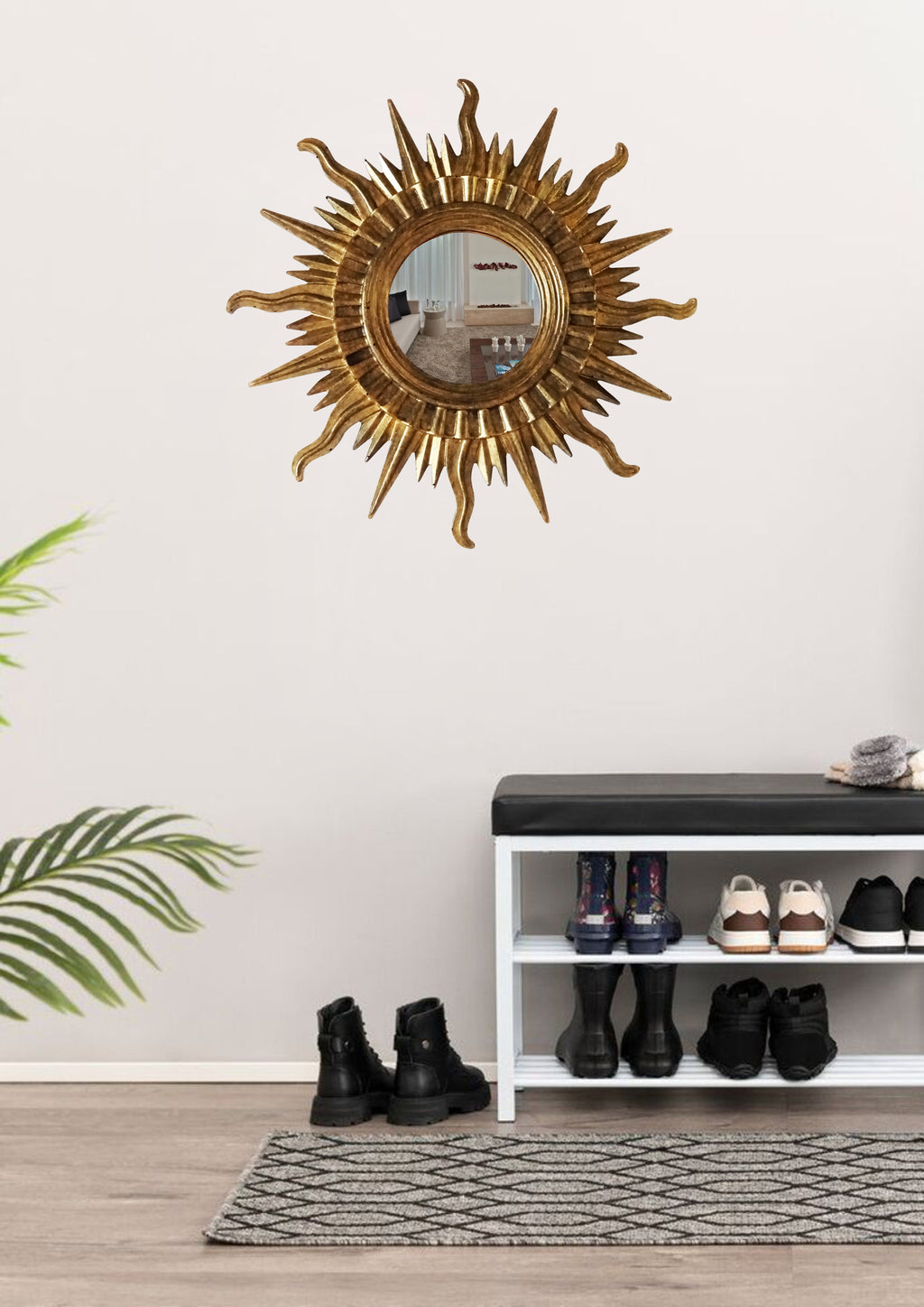 Sun Wall Mirror – Handmade Bronze