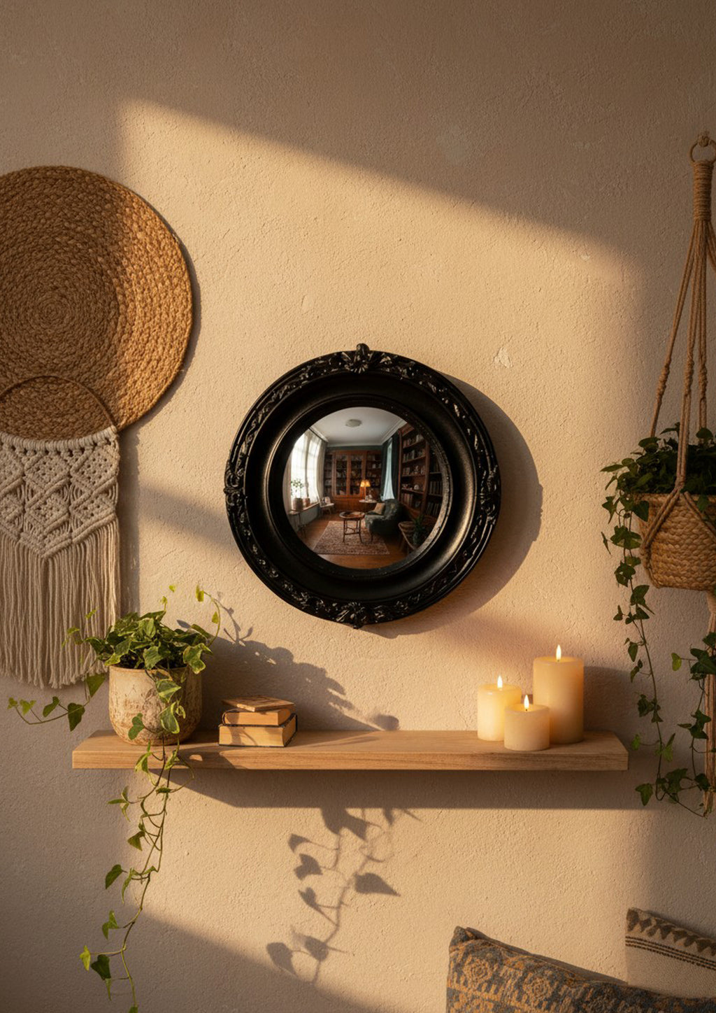 Convex Mirror "Witch's Eye" — Mystical Black Gothic Wall Decor
