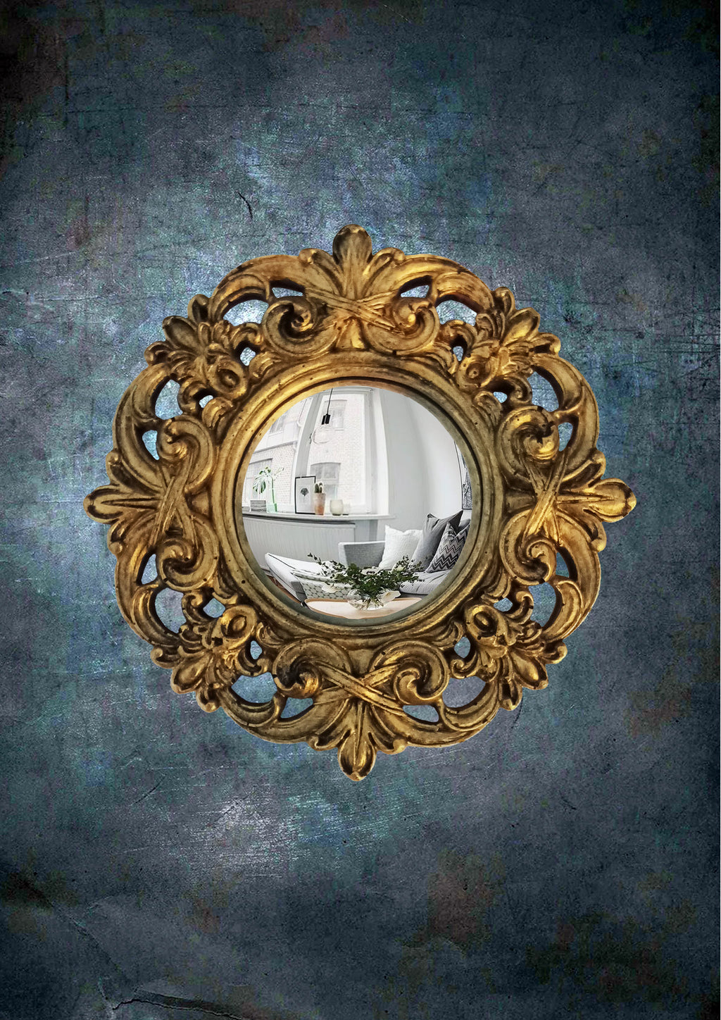 Bronze Baroque Witch's Eye Convex Mirror — Handcrafted Mystical Wall Decor