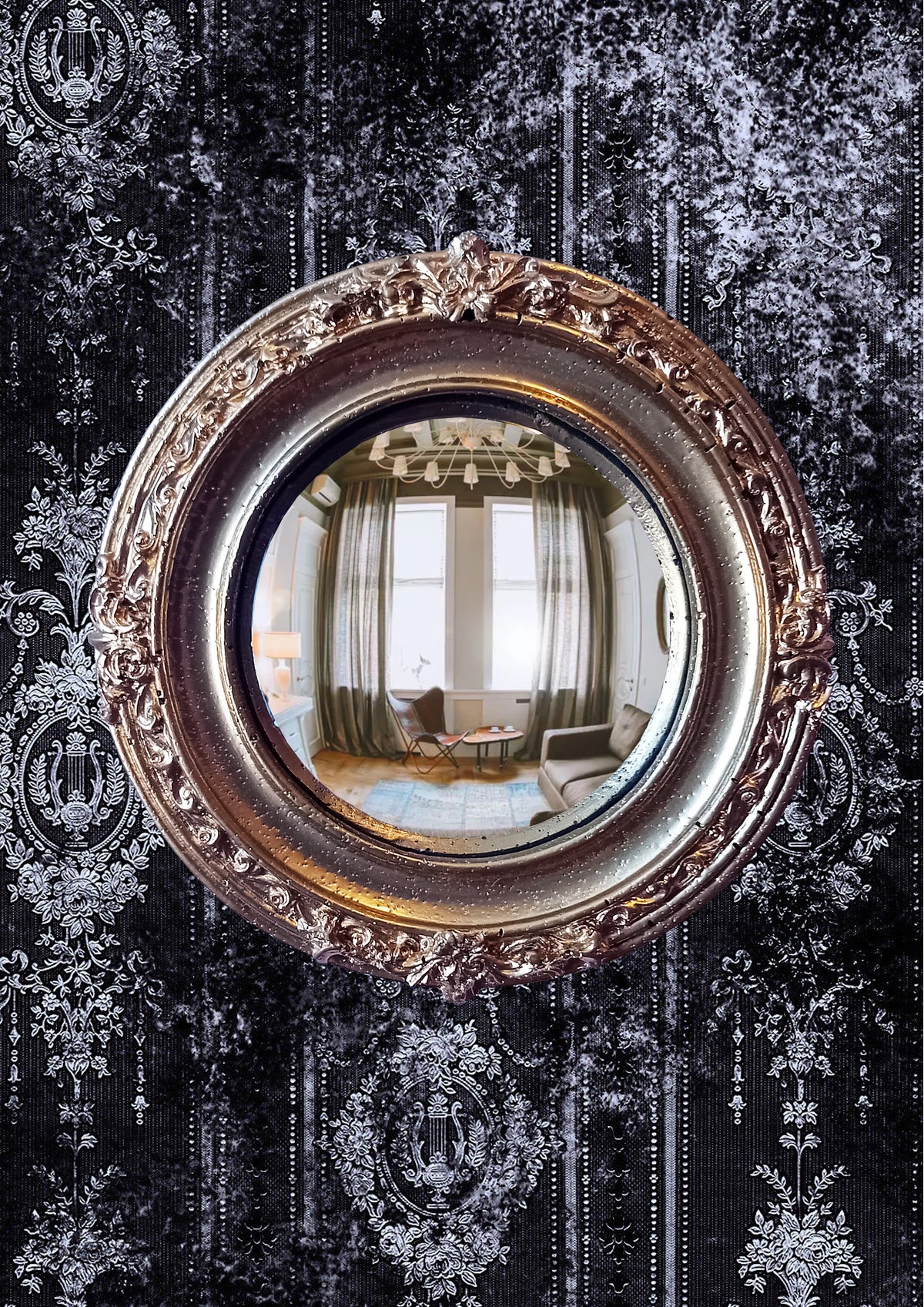 Golden Witch's Eye Convex Mirror — Mystical Gothic Wall Decor