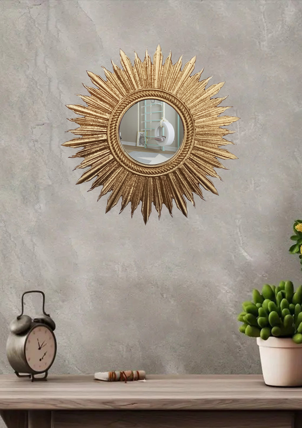 Gold Leaf Sunburst Mirror – Handmade Celestial Wall Décor