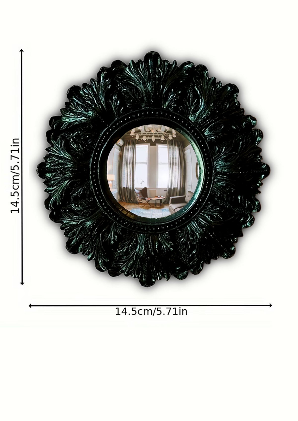 Black Witch's Eye Convex Mirror — Handmade Gothic Wall Decor