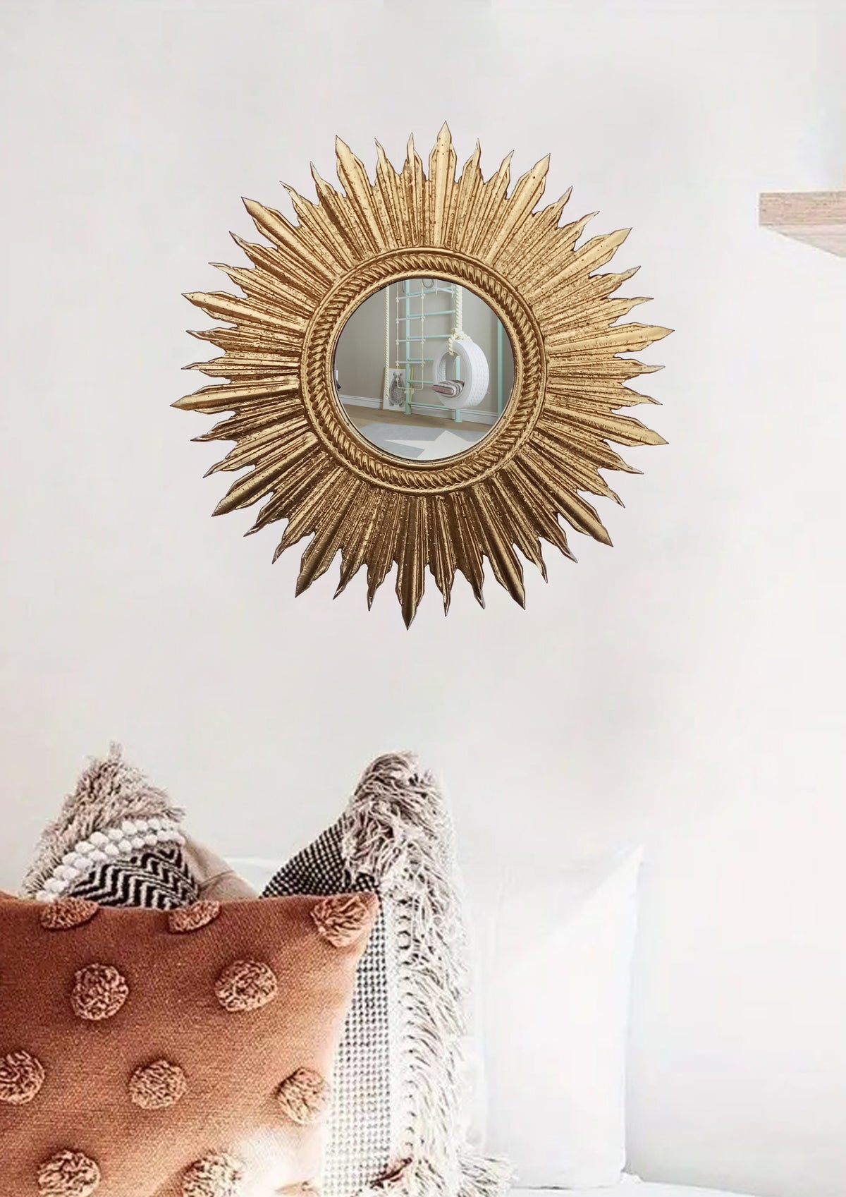 Gold Leaf Sunburst Mirror – Handmade Celestial Wall Décor
