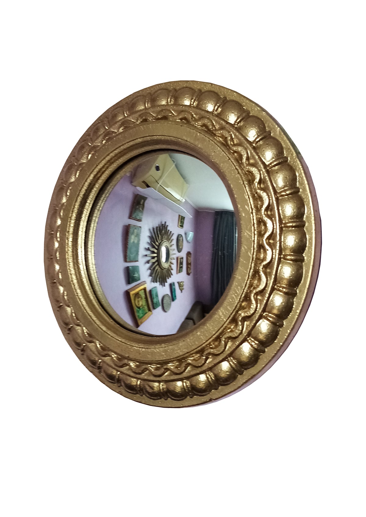 Golden Scalloped Witch's Eye Mirror — Handcrafted Mystical Wall Decor