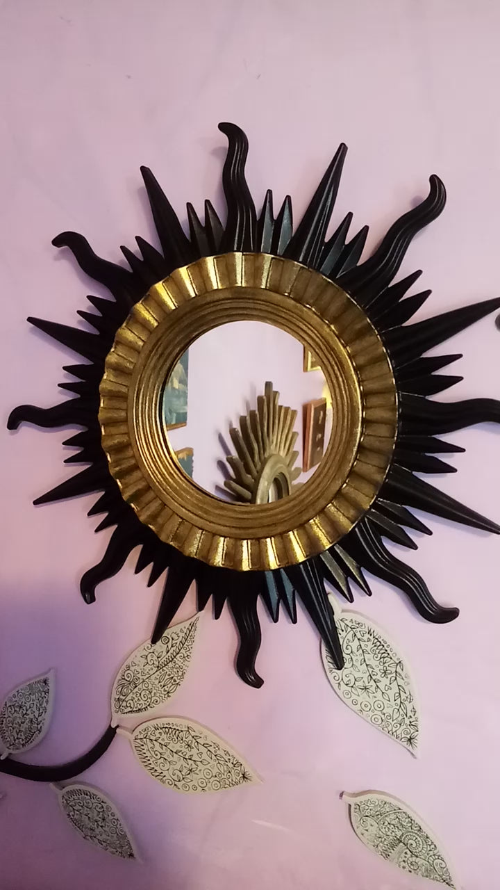 Sun Wall Mirror – Black & Gold