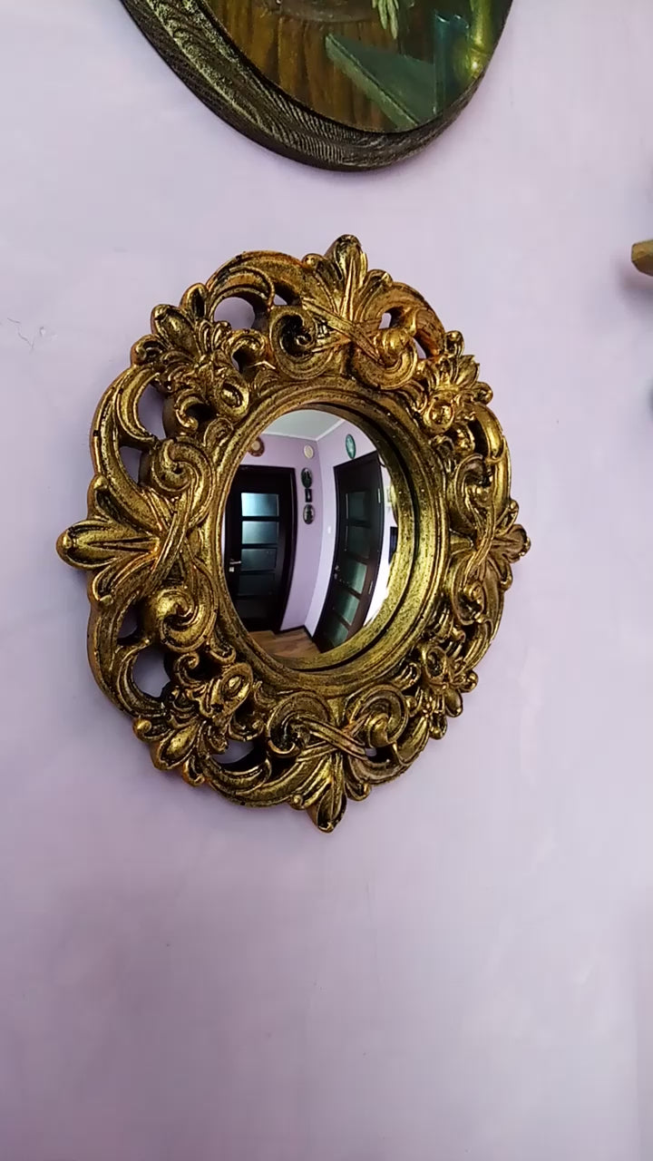 Bronze Baroque Witch's Eye Convex Mirror — Handcrafted Mystical Wall Decor