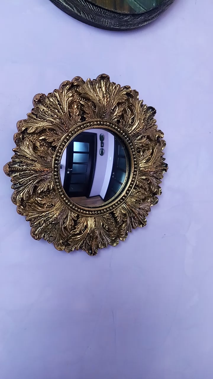 Bronze Acanthus Witch's Eye Convex Mirror — Handcrafted Mystical Wall Decor